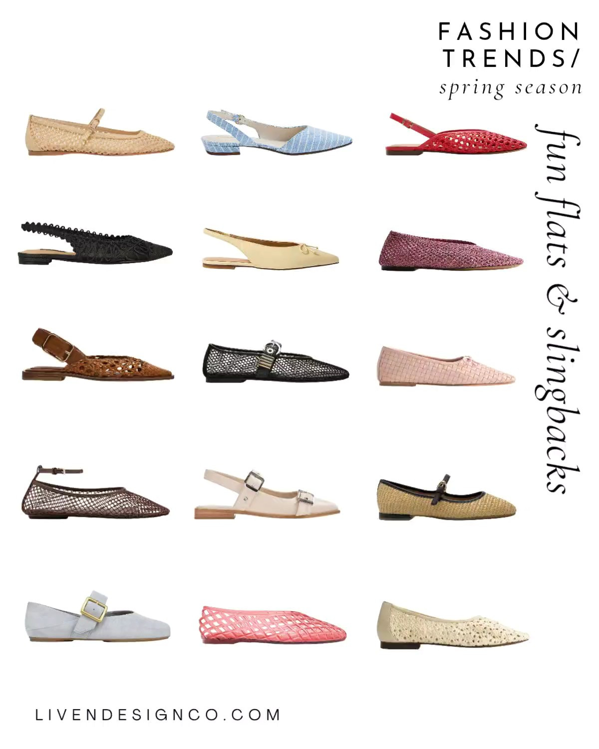 Spring flats. Ballet flats. Mesh flats. Slingback flats. Woven leather flats. Red woven flats. Jelly flats. Pink jelly shoes. Butter yellow slingbacks. 

#LTKSeasonal #LTKSaleAlert