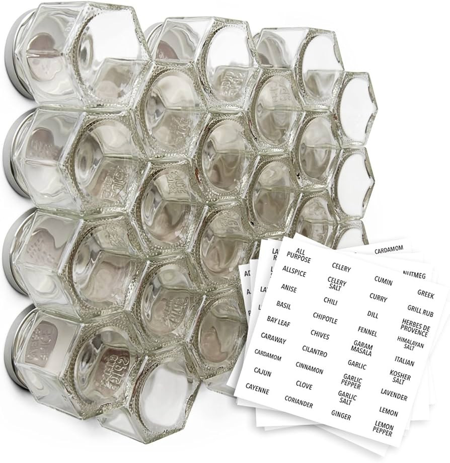 Gneiss Spice Magnetic Jars: Includes 24 Large Empty Glass Jars (4 oz), Magnetic Metal Lids & Spic... | Amazon (US)
