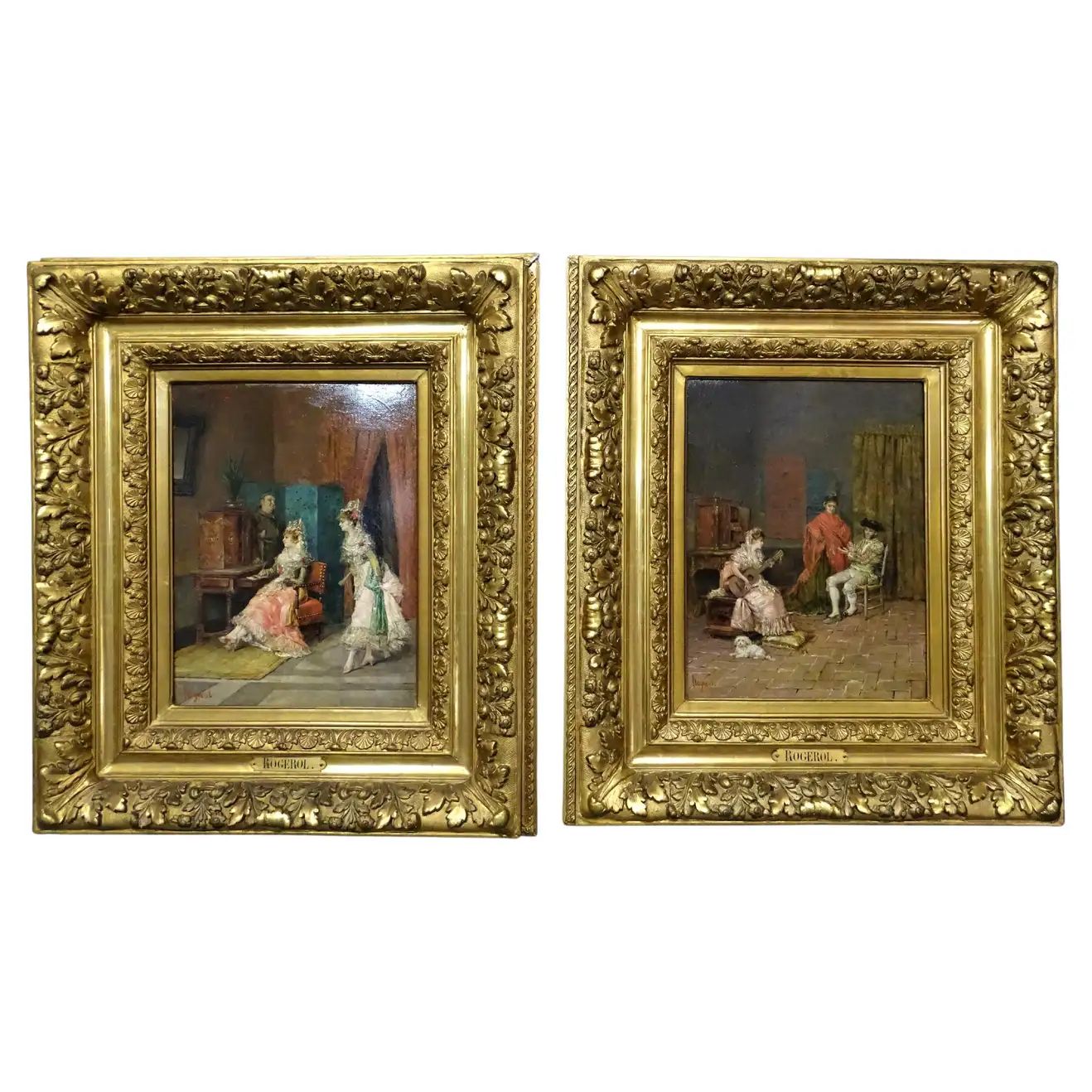 French 19th Century Pair of Paintings, Oil on Canvas | 1stDibs