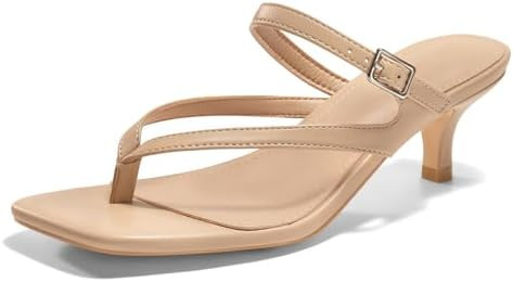 Coutgo Women's Square Open Toe Low Heel Sandals | Amazon (US)