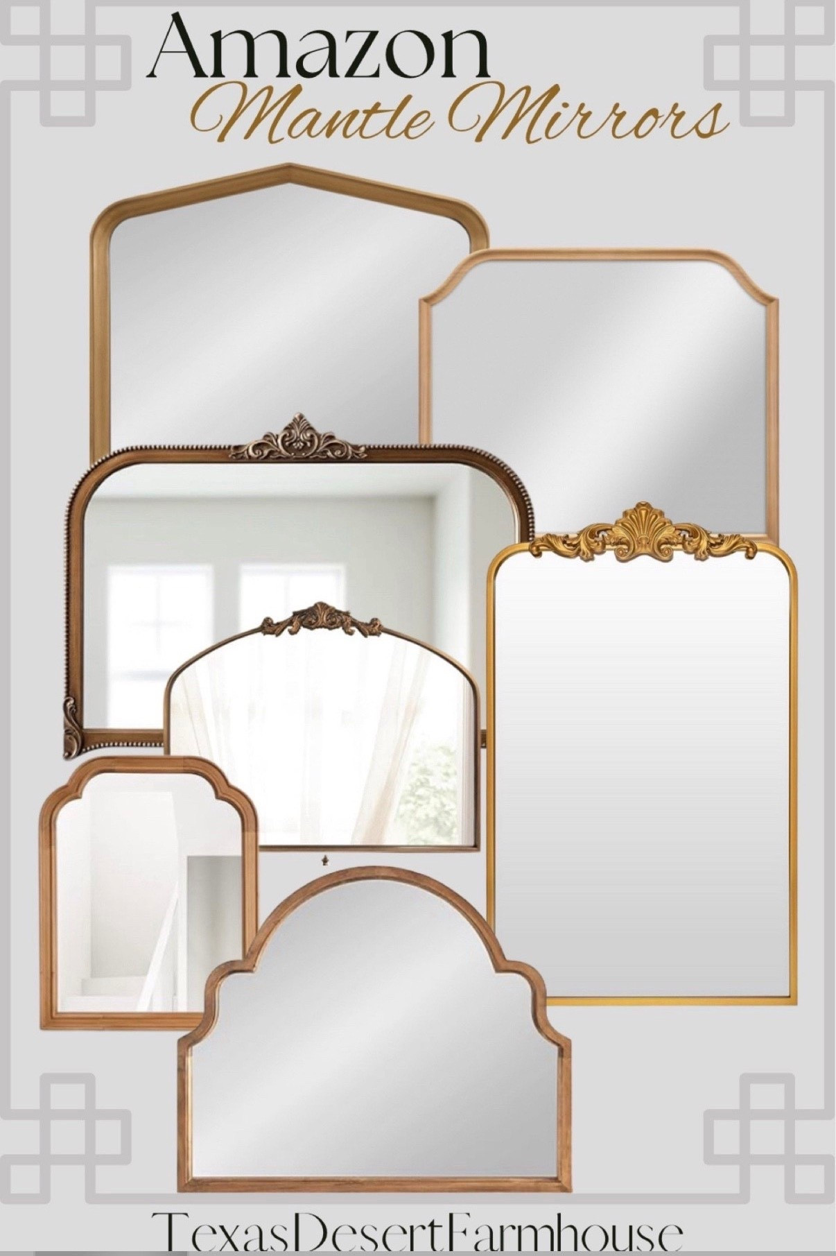 Amazon Mantle Mirrors

Wall Mirror Window Decorative Traditional Vintage Ornate Baroque Mirrors Antique Arched Farmhouse for Living Room Bedroom Entryway Bathroom Vanity (30 * 36 * 1.2, Gold)

MCS Master & Co. Wood Arched Wall Mirror, Minimalist Decor Rectangle Mirror with Arched Top for Entryway, Bedroom, or Bathroom, 36 Inch x 30 Inch, Natural Wood Grain

WallBeyond Wood Frame Wall Mirror Decor for Entryway, Living Room or Bedroom Home Decor - Light Woodgrain [16" x 20" Natural Color]

Ruomeng Wall Mirror, Traditional Vintage Baroque Mirror, Gold Framed Mirror for Bathroom, Entryway, Living Room, Hallway, 19” x 30.5”

Kate and Laurel Hubanks Vintage Decorative Wide Arched Mirror, 40 x 30, Gold, Large Antique Statement Arch Mirror for Dresser or Mantel Home Decor Options

Kate and Laurel Hogan Modern Arched Wall Mirror, 36 x 30, Rustic Brown, Decorative Accent Mirror with Scalloped Crown and Horizontal Orientation for Wall Décor

Kate and Laurel Tudor Traditional Wooden Wide Wall Mirror with Pointed Arch and Wood Frame, 36x28, Gold

#mantle #mantlemirror #mirror #wallmirror #goldmirror #ornatemirror #leaningmirror #tablemirror #vanitymirror #homeinterior #homedecor #anthrodupe

#LTKStyleTip #LTKFamily#LTKGiftGuide

#LTKmorningroutine #LTKHome #LTKgrwm