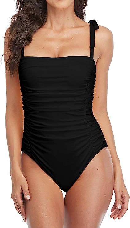 Sociala Womens One Piece Swimsuits Tummy Control Ruched Monokini Bathing Suits | Amazon (US)