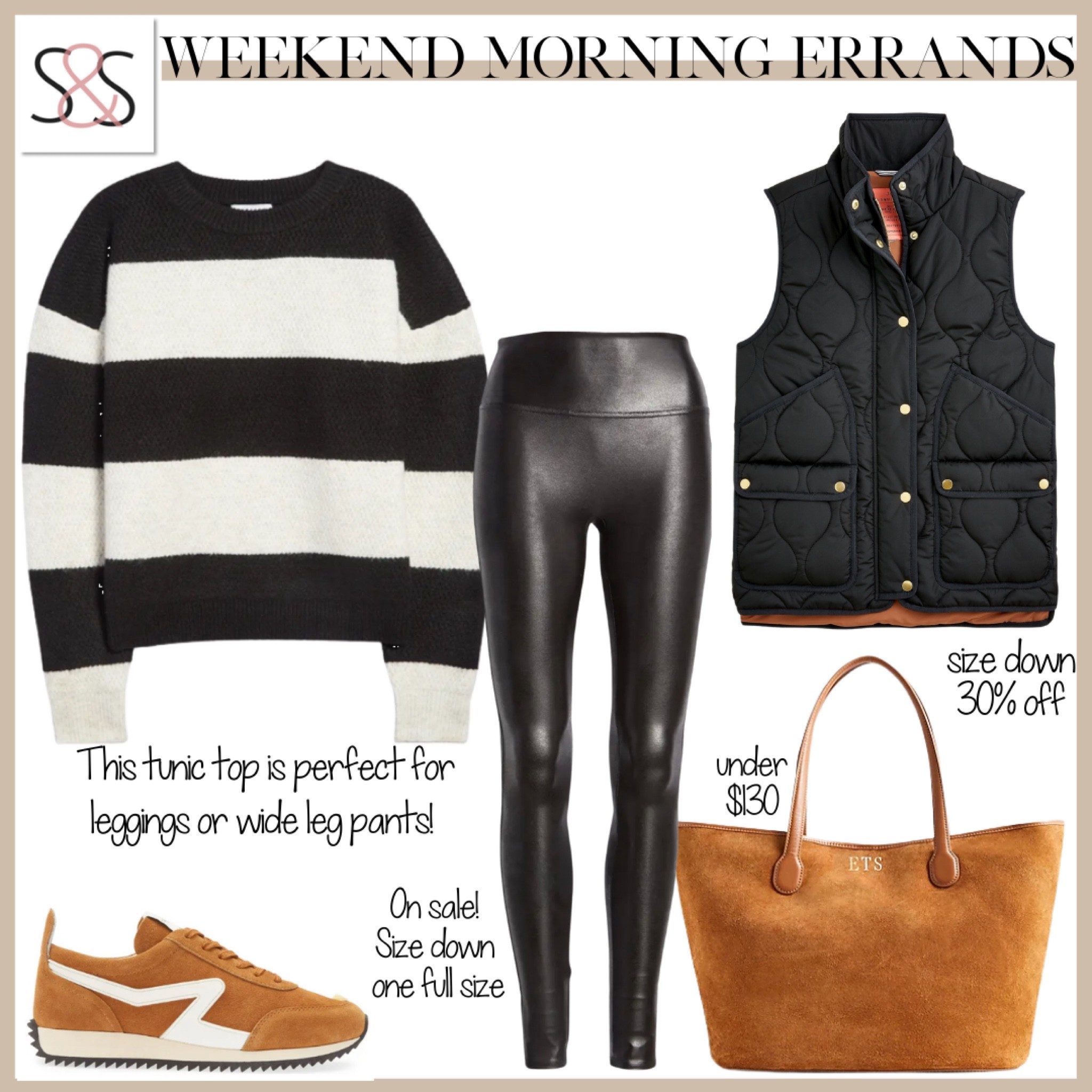 Topshop exposed seam crewneck - Black and white with cognac and faux leather leggings 

#LTKSeasonal #LTKunder100 #LTKshoecrush