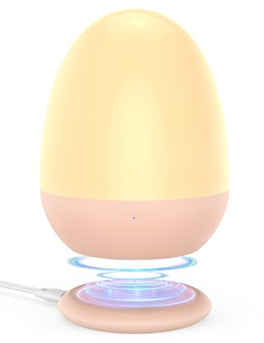 JolyWell Night Lights for Kids with Stable Charging Pad, Touch Control&Timer Setting, ABS+PC Baby Egg Lamp for Breastfeeding，Pink | Amazon (US)