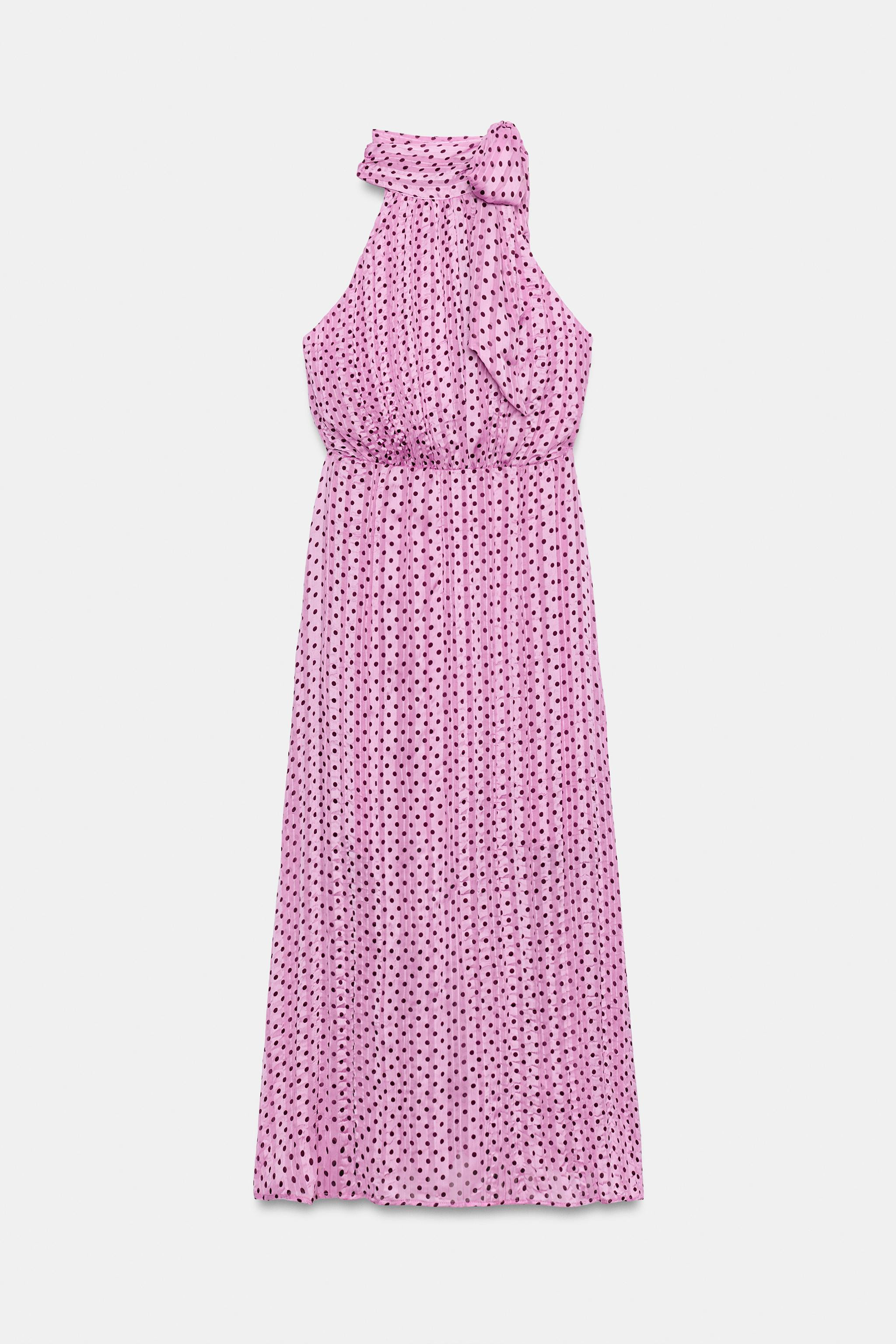 ROBE MI-LONGUE \u00c0 POIS ET N\u0152UD | Zara FR