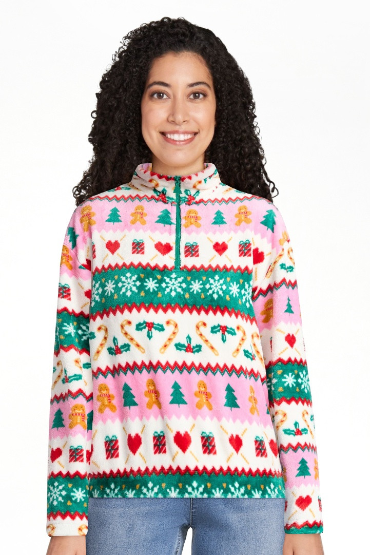 No Boundaries Top de Felpa con Cuello Falso y Manga Larga con Zíper de 1/4 para Mujer | Walmart (US)