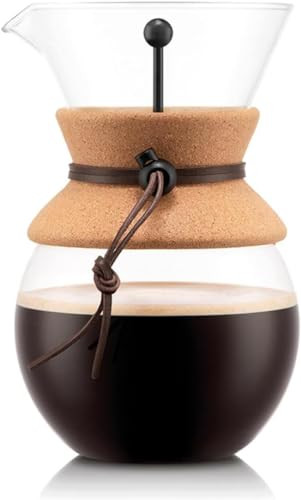 Bodum 34 oz Pour Over Coffee Maker, High-Heat Borosilicate Glass with Reusable Stainless Steel Filter and Cork Grip - Made in Portugal | Amazon (US)