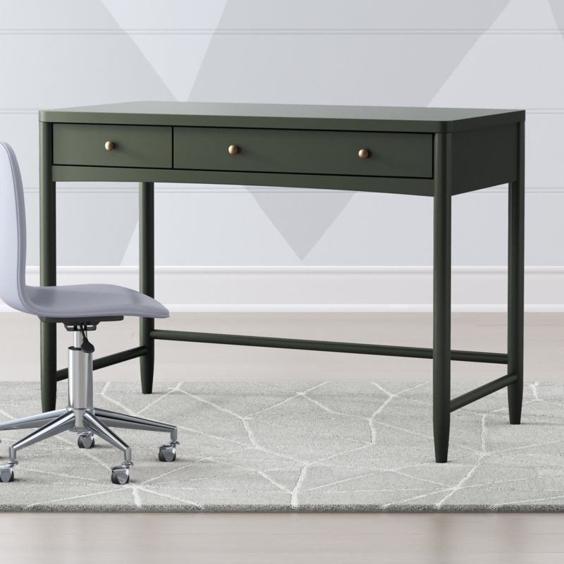 Hampshire Olive Green Wood 2-Drawer Kids Desk + Reviews | Crate & Kids | Crate & Barrel
