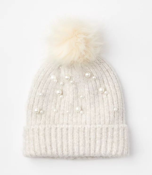 Pearlized Pom Pom Beanie | LOFT