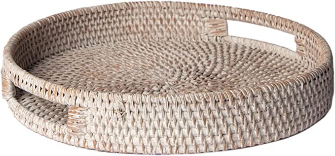 Round Rattan Serving Tray. This Rattan Tray is Perfect for Decor Your Dining Table, Livingroom. R... | Amazon (US)