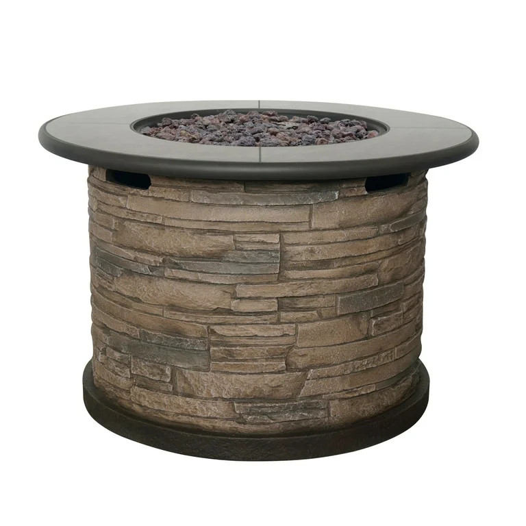 Bond Orchards Park 35" Round 50,000 BTU Faux Stone and Porcelain Fire Pit | Walmart (US)