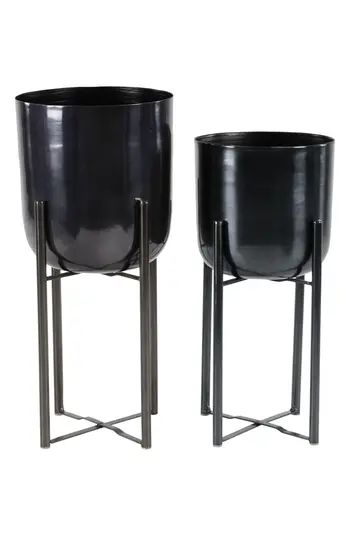 COSMO BY COSMOPOLITAN Large Round Indoor/Outdoor Black & Bronze Metal Planters - Set of 2 | Nords... | Nordstrom Rack