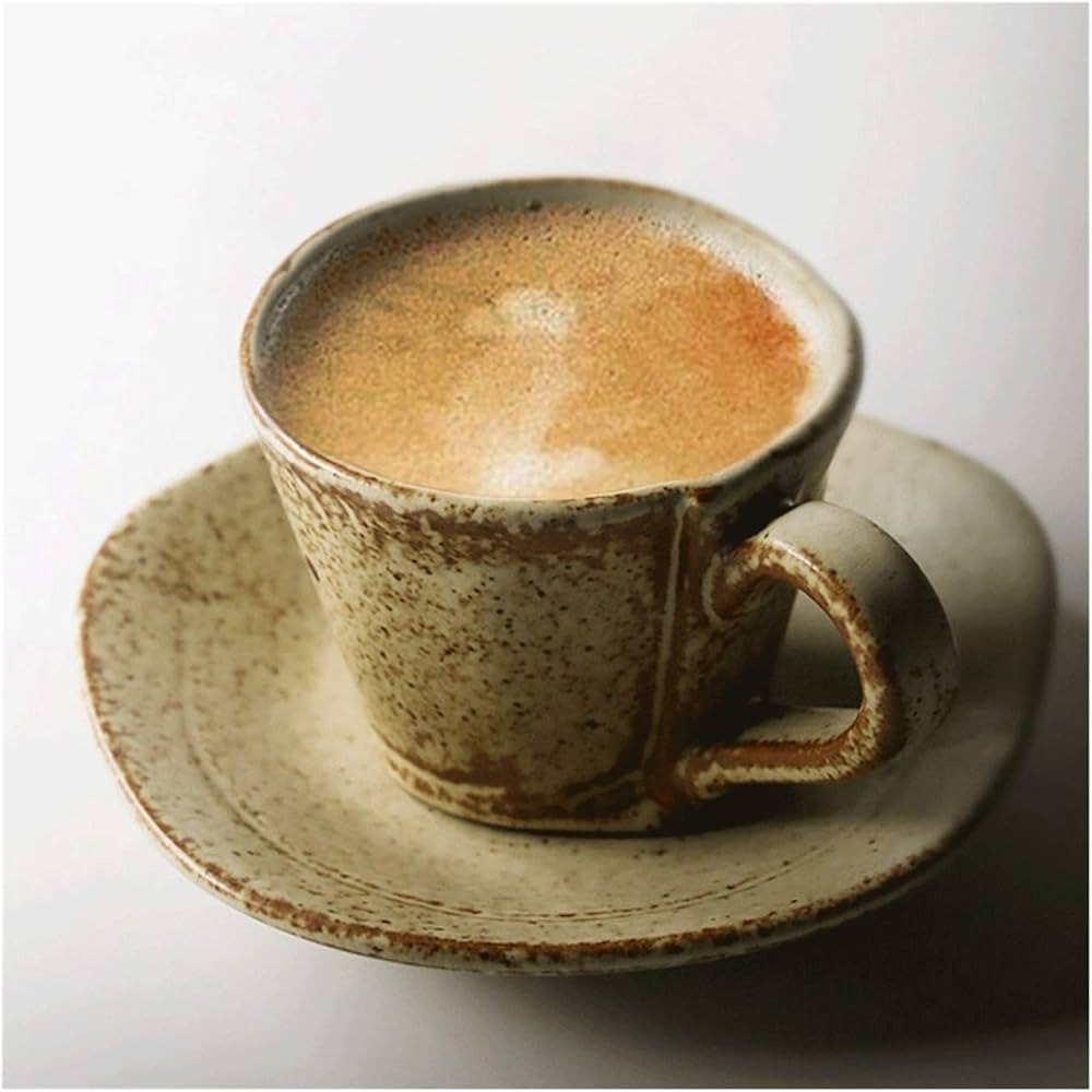 Coffee Mugs Ceramic Coffee Mug with Saucer Handmade Stoneware Tea Cup Cups Espresso for Home and ... | Amazon (US)