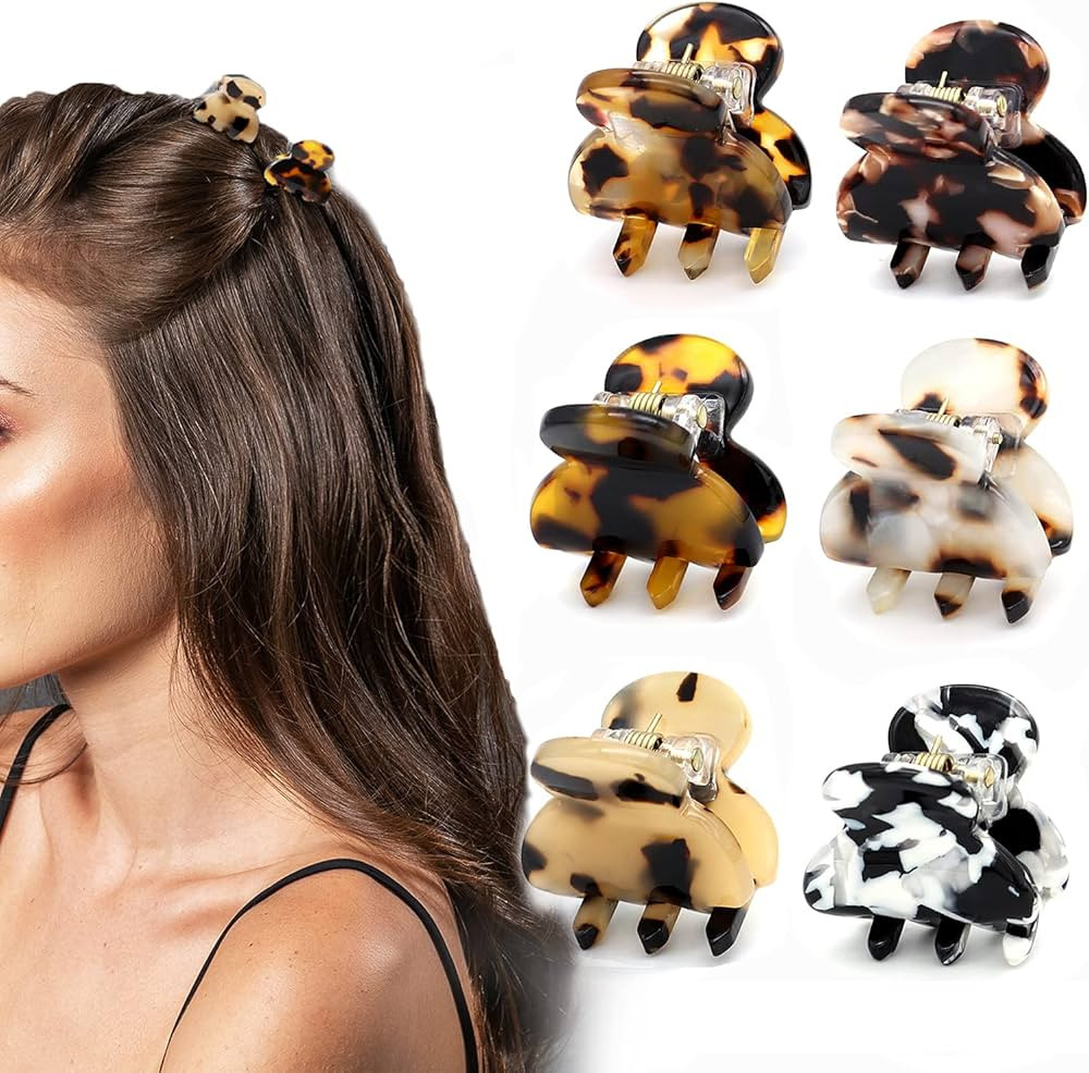 Cobahom Hair Clip, 6Pcs Small Hair Clips Mini Hair Claws Tortoise Shell Leopard Acrylic Hair Jaw ... | Amazon (US)