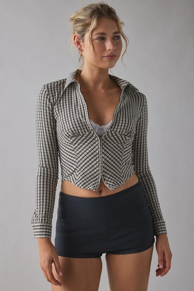 Silence + Noise Hailey Zip-Up Slim Shirt | Urban Outfitters (US and RoW)