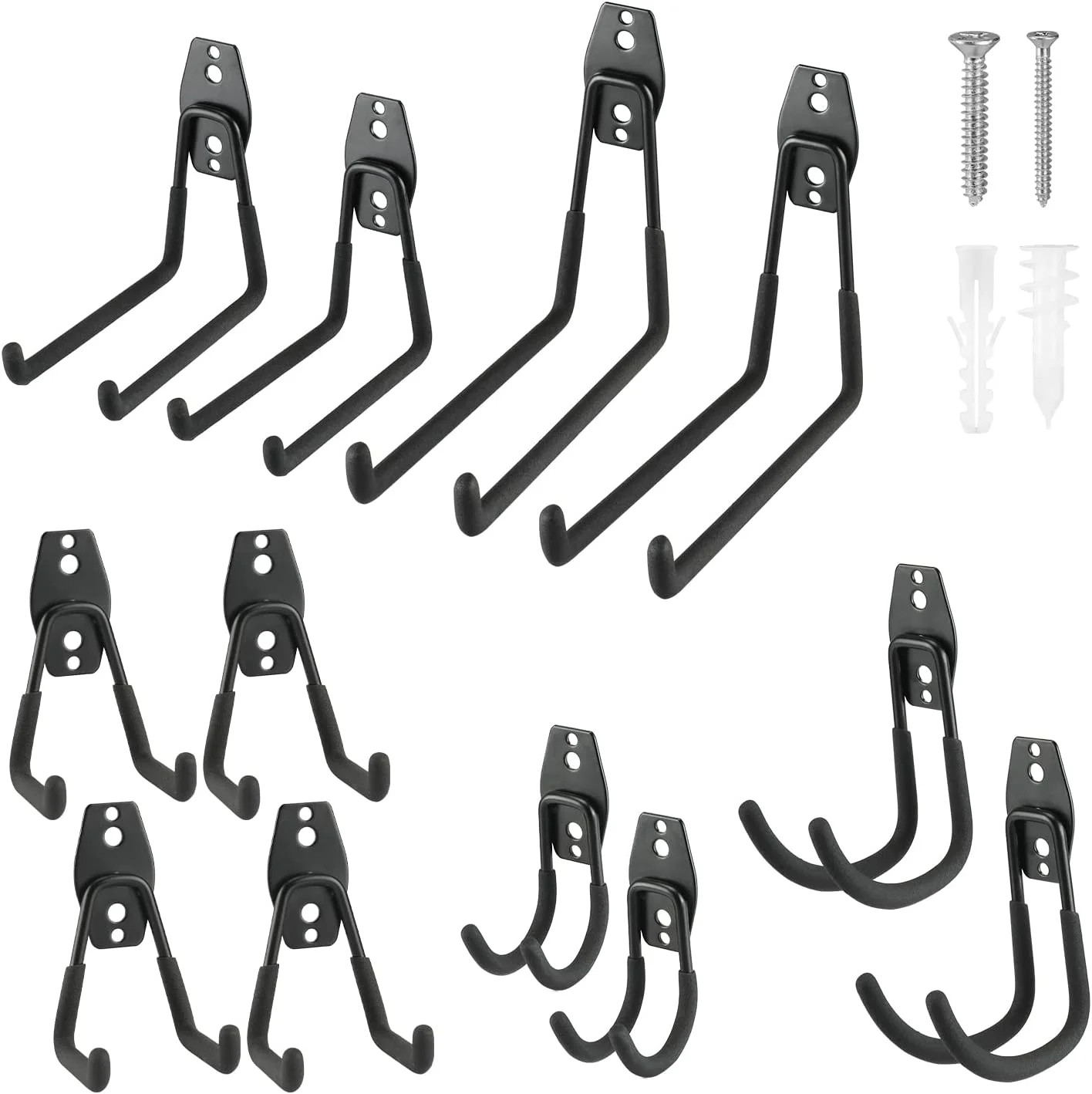 WORKPRO 12-Piece Garage Hook Set, Heavy Duty Steel Garage Hangers, Utility Wall Mount Hooks, Tool... | Walmart (US)