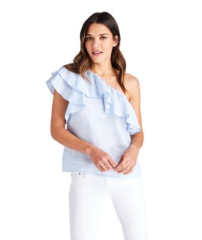 One Shoulder Ruffle Top | Vineyard Vines