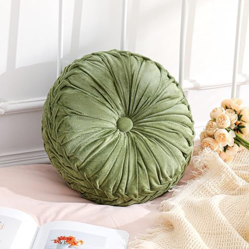 1 Pcs Round Throw Pillows Decorative Velvet Pleated Throw Pillows 15'' Diameter Accent Pumpkin Bo... | Amazon (US)