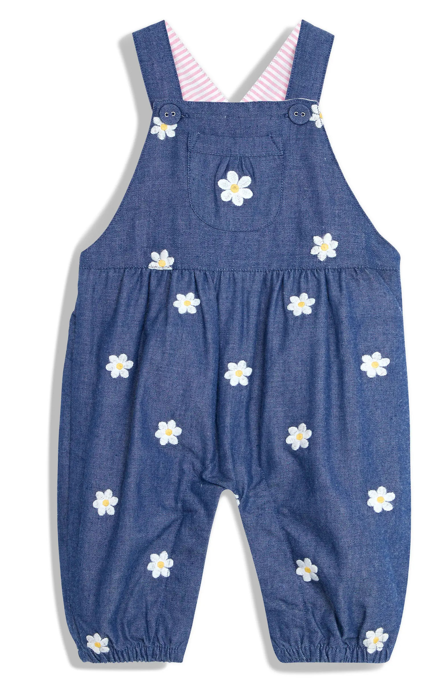 Daisy Embroidered Cotton Overalls | Nordstrom