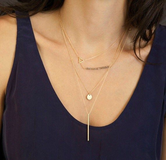 Delicate Layered Necklaces, set of 4 //  Thin Gold Chain, 14K Gold Fill //  Dainty, Delicate Necklac | Etsy CA
