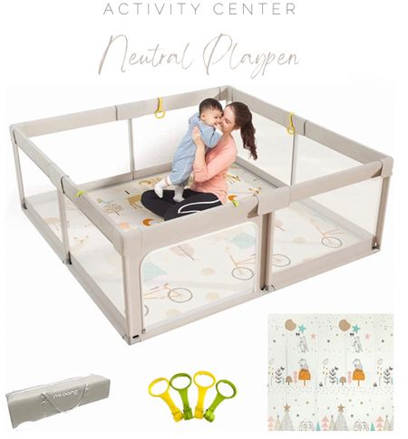 On sale now! 🏷️ 
Neutral Large Playpen. Baby. Toddler. Activity center. Foldable mat. Holdable anchors for standing support. 

#LTKSale #LTKbaby #LTKbump