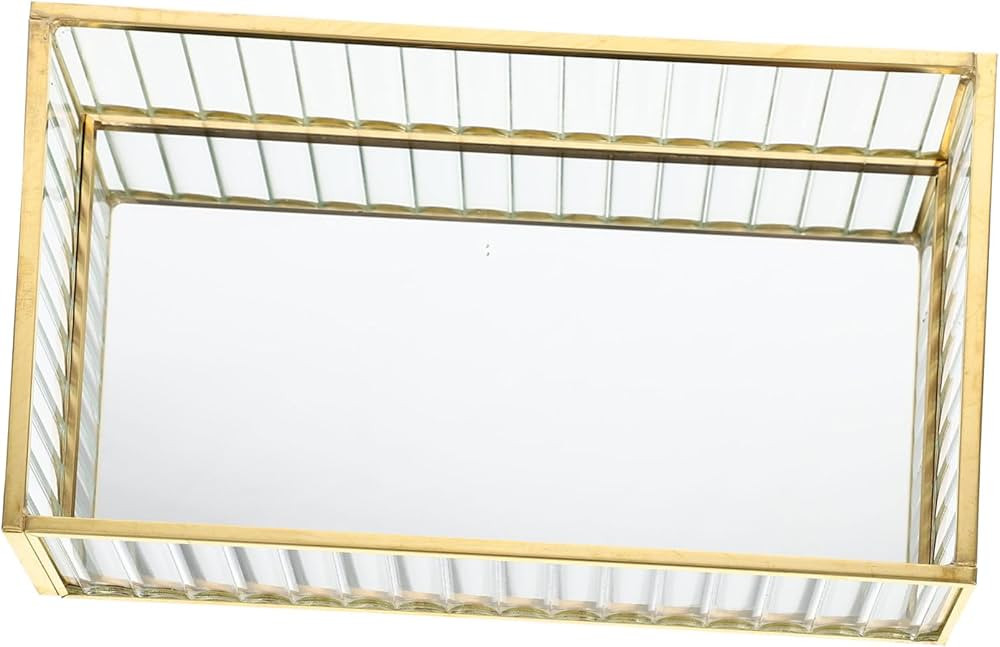 Garneck Mirror Storage Tray Makeup Mirror Tray Ornate Tray Cosmetic Storage Plate Mirror Serving ... | Amazon (US)