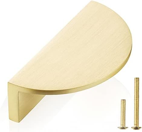 QOGRISUN 2-Pack Solid Brass Half Moon Cabinet Pulls, Gold Drawer Dresser Handles, Copper Kitchen Har | Amazon (US)