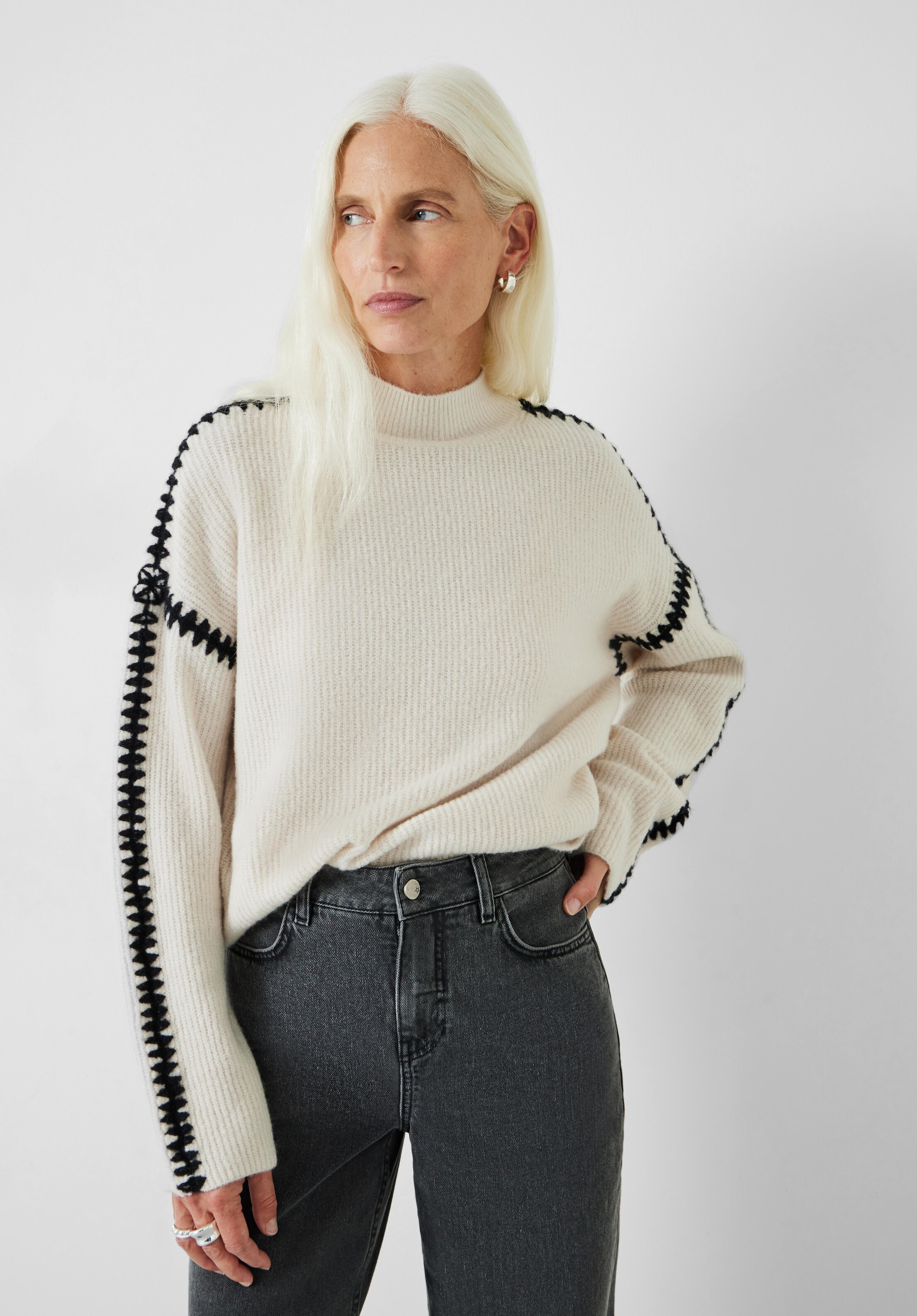 Celine Contrast Stitch Wool Blend Jumper | Hush UK