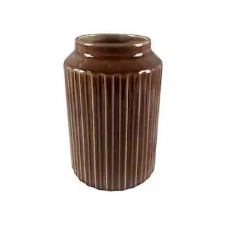 7" Brown Ribbed Ceramic Vase by Ashland® | Michaels Stores