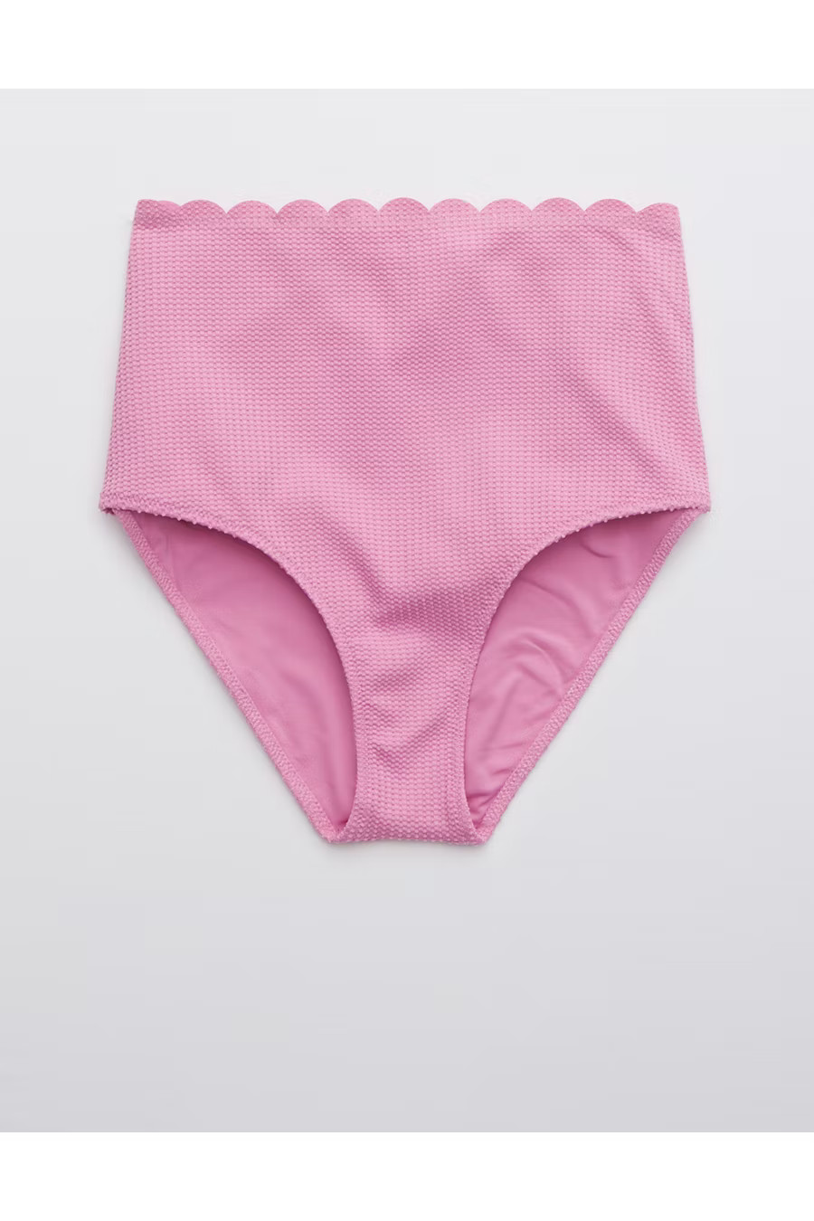 Aerie Waffle Scalloped High Waisted Bikini Bottom | American Eagle Outfitters (US & CA)