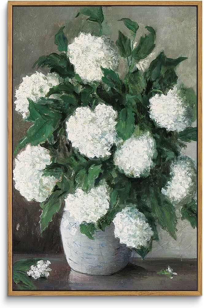 InSimSea Framed Flower Large Wall Art Home Decor, 16x24in White Hydrangea Paintings Canvas Prints... | Amazon (US)