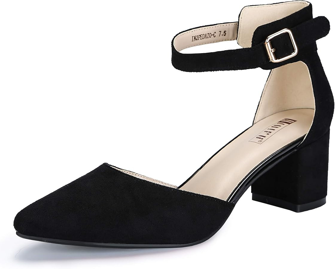 IDIFU Women's IN2 Pedazo Dress Shoes Low Block Heels Comfortable Chunky Closed Toe Ankle Strap We... | Amazon (US)