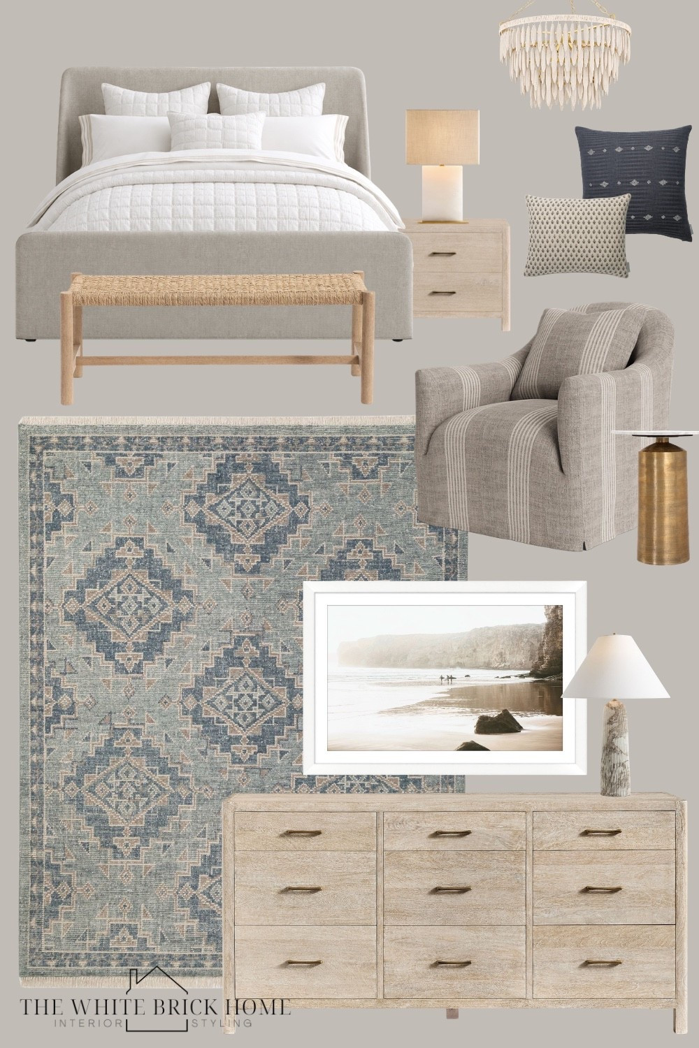 A beautiful mix of texture, coastal tones, and modern brass accents for a stunning bedroom design. 
🖤🖤
Bed, bedroom, bedroom decor, bedroom design ideas, area rug, wall art, coastal bedroom, coastal room, bedroom decor ideas, side table, bedroom furniture, bedroom rug, bedroom decor ideas, bedroom theme, bedroom decor coastal, bedding, bedroom light fixtures, bedroom table lamp, lamp, home decor, home accent, bedroom decor ideas, modern coastal bedroom, blue bedroom, pottery barn, McGee and co, crate and barrel 


#LTKSaleAlert #LTKHome #LTKSeasonal