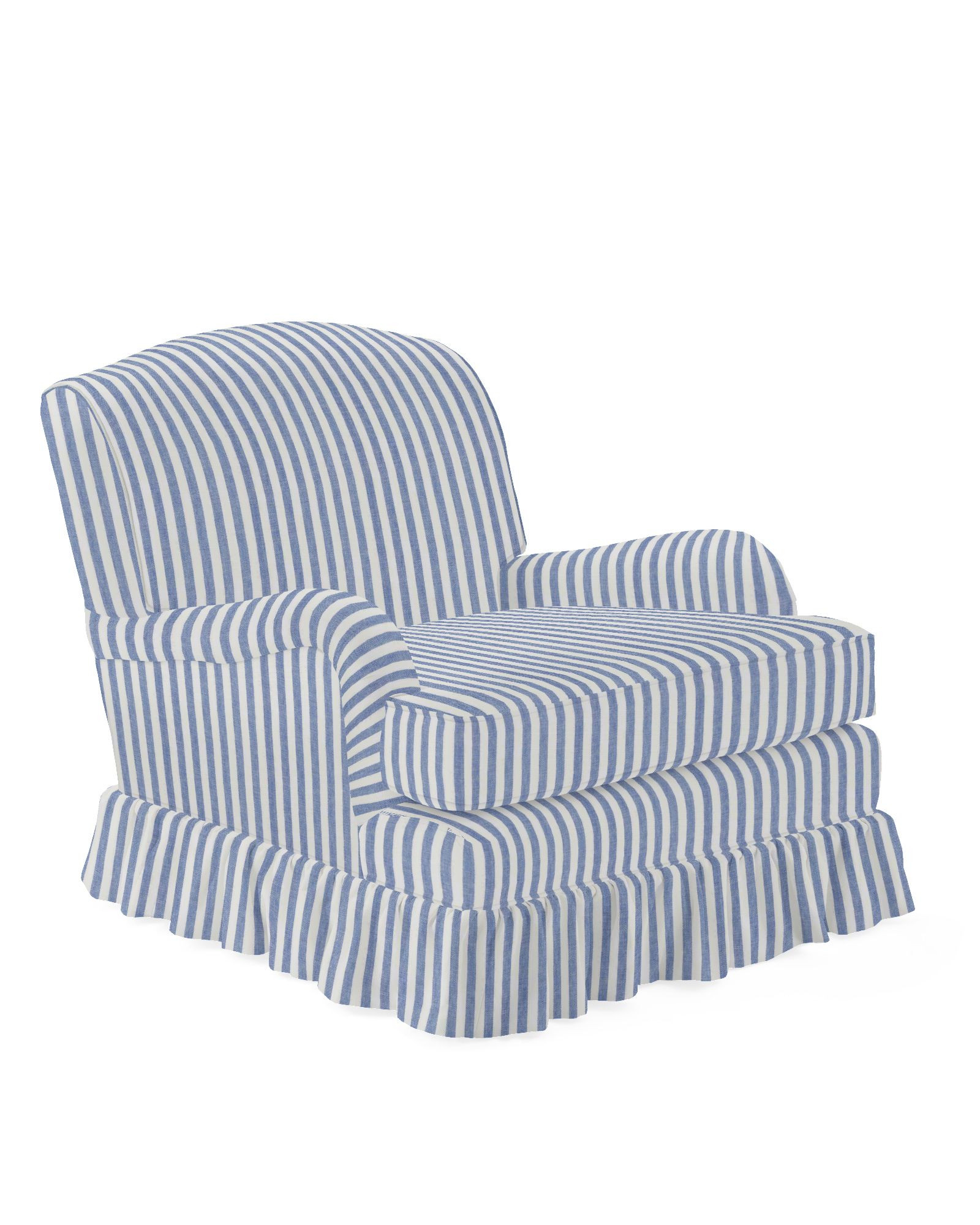 Miramar English Roll Arm Chair with Ruffle Skirt | Serena and Lily