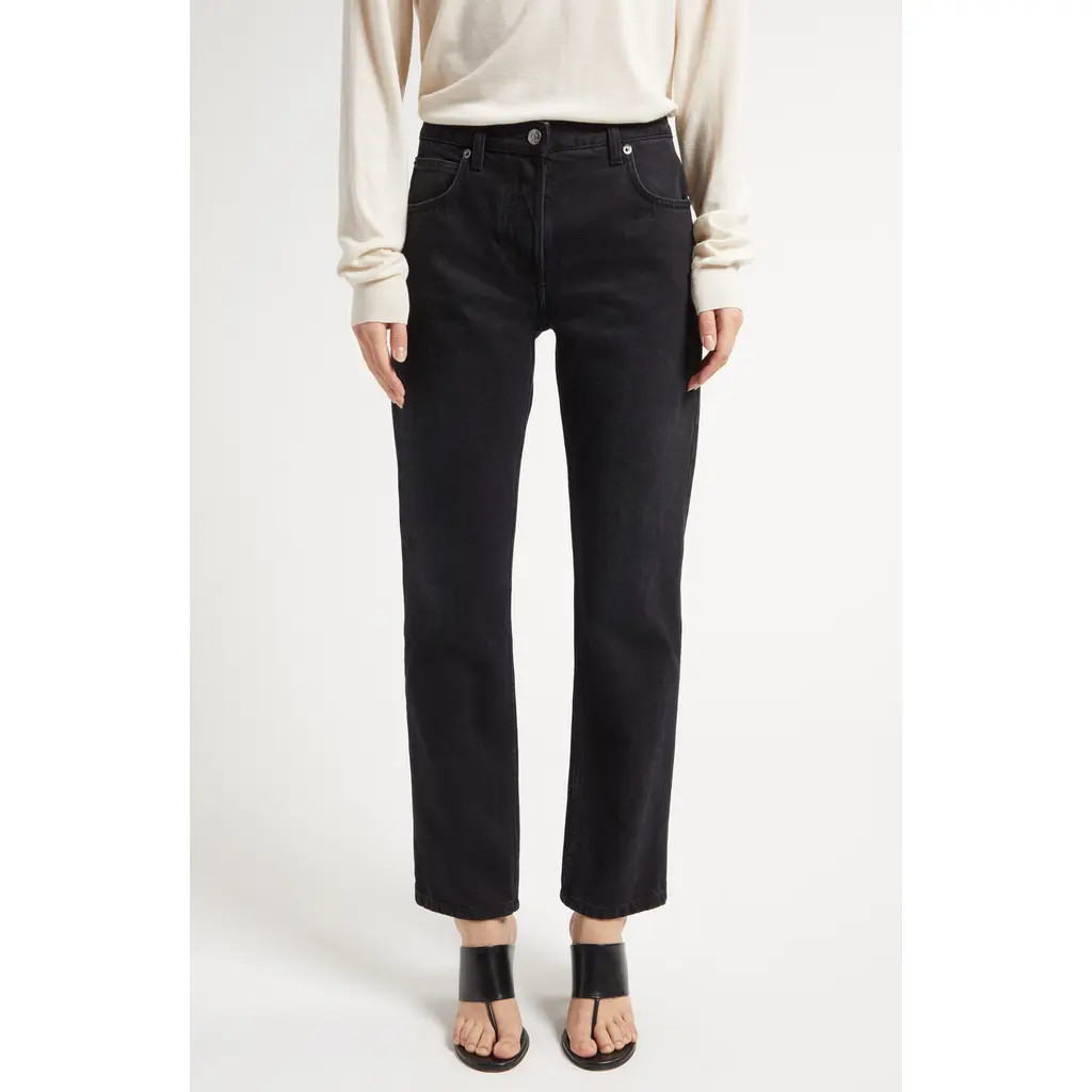 The Row Riaco Straight Leg Jeans in Black at Nordstrom, Size 25 | Nordstrom