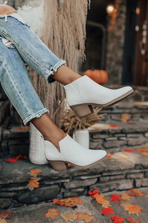 The Shawn Faux Leather Bootie In White | Impressions Online Boutique