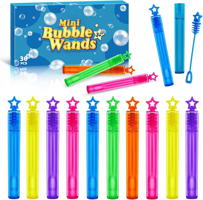 36 Pieces Mini Bubble Wands,Bubble Party Favors Assortment Toys for Kids,Themed Birthday, Hallowe... | Amazon (US)