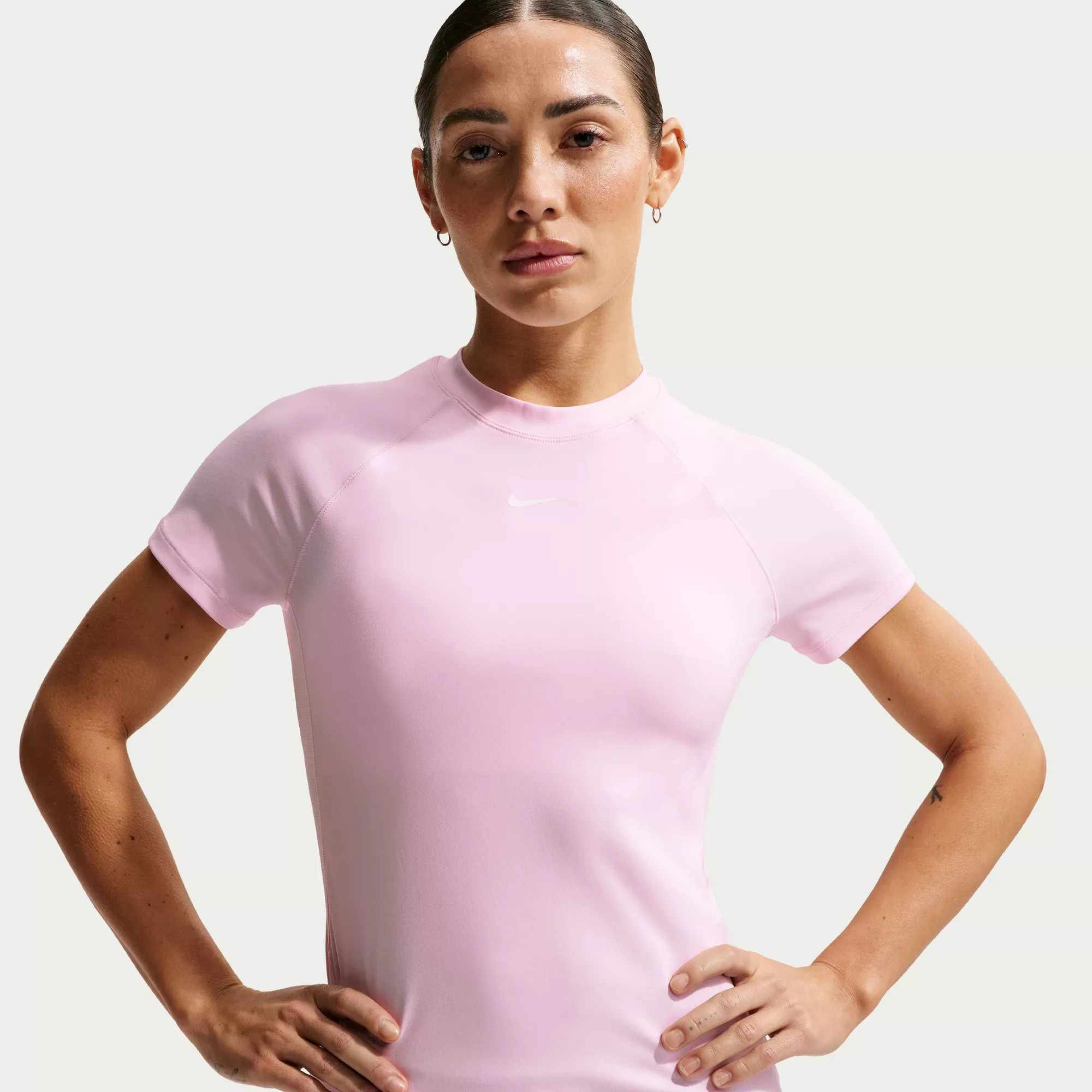 Nike Women's Pro Dri-FIT Short-Sleeve Top, Small, Pink Foam | Going Going Gone
