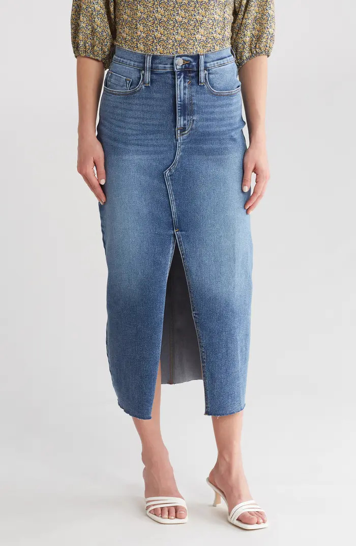 Front Slit Denim Midi Skirt | Nordstrom Rack