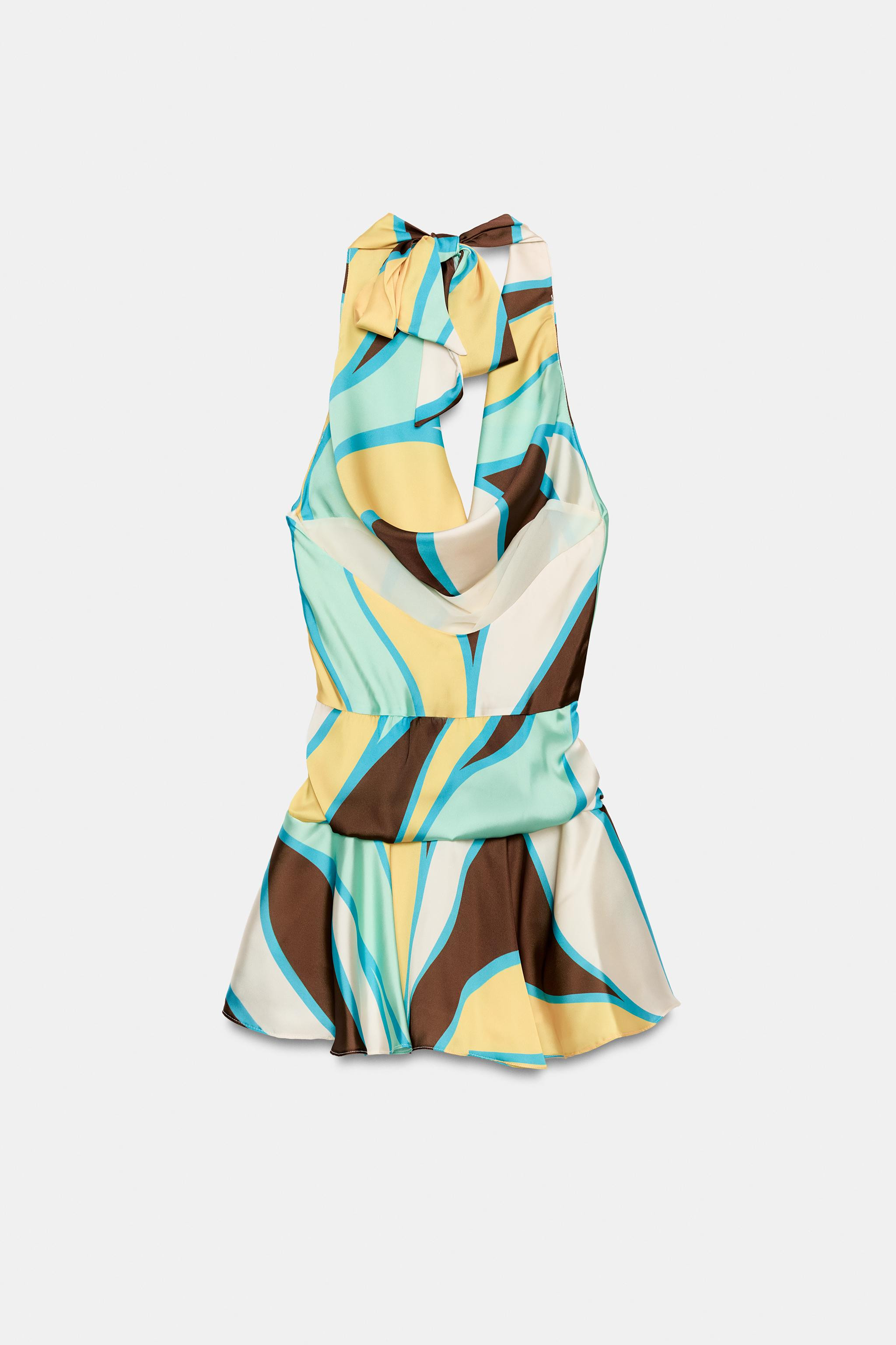 PRINTED HALTER MINI DRESS | Zara UK