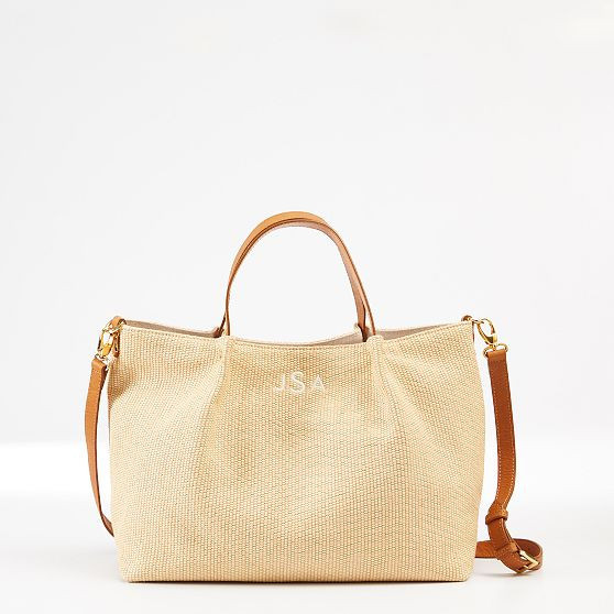 Gemma Italian Raffia Tote, Natural-Maki | Mark and Graham
