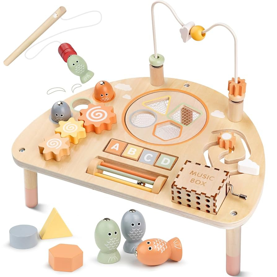 Activity Table for 1 Year Old, Montessori Toys for 1 2 Year Old Girls Boy Gifts, 8 in 1 Wooden Se... | Amazon (US)