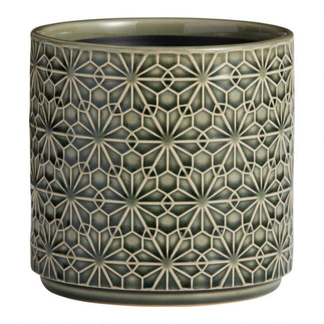 Stamped Floral Ceramic Planter | World Market
