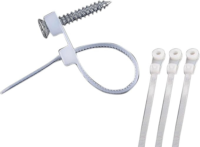 Fixed Hole Zip Tie, 100 Pcs 5.9 Inch White Zip Tie With Screw Holes and 100 Pcs Silver M4 x 12 Sc... | Amazon (US)