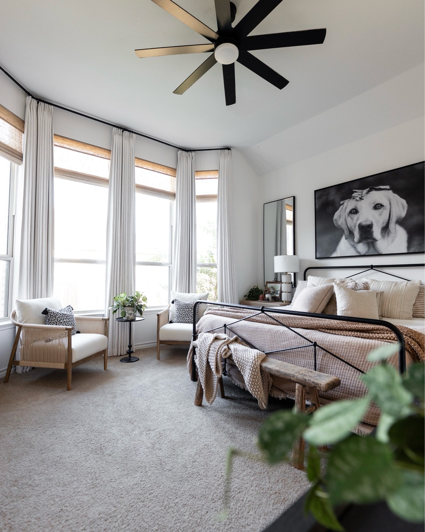 Bedroom views! Love the nook styled with accent chairs in front of our bay windows.

#LTKHome #LTKSaleAlert