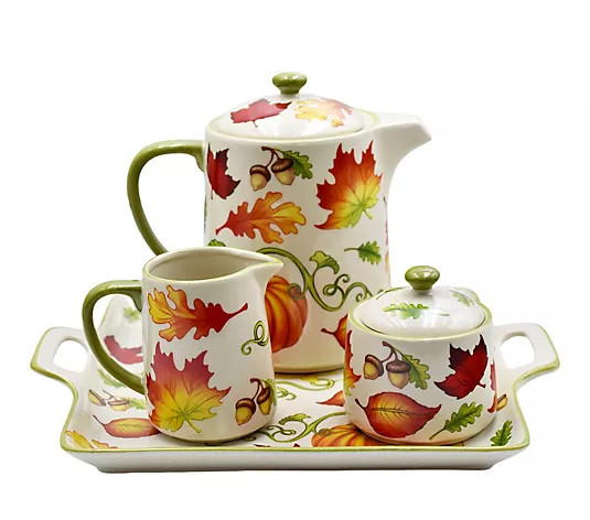 Temp-tations 4-Piece Tea Set w/ Square Tray - QVC.com | QVC