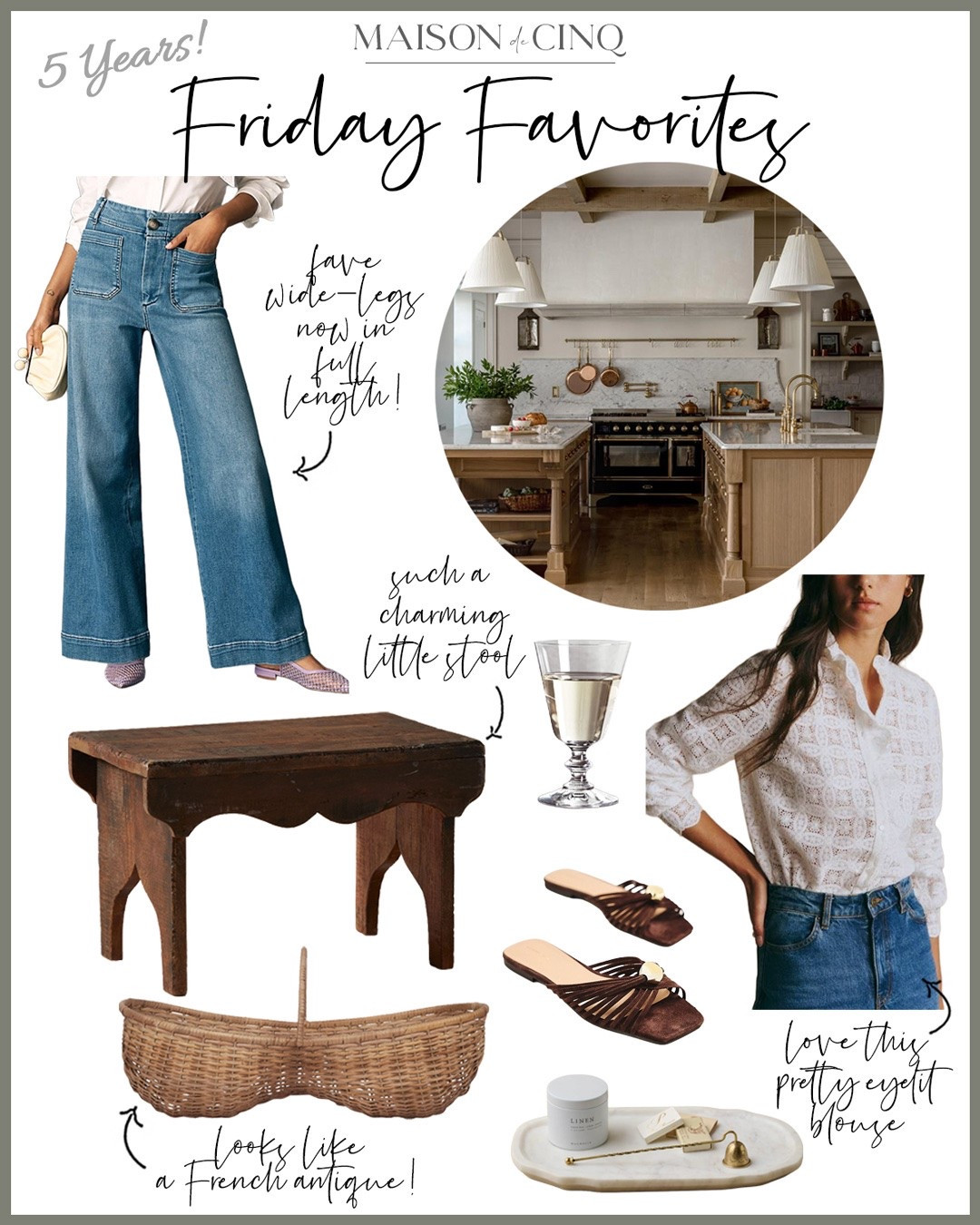 This week’s Friday Favorites is a special one full of French-inspired finds!  A gorgeous dresser, amazing basket, French wine glasses, wood cutting boards, plus French-inspired fashion like the best white button up, flattering wide-leg jeans, the prettiest blouses, and more!

#LTKHome #LTKOver40