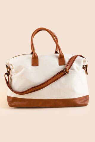 Victoria Long Strap Canvas Weekender  - francesca's | Francesca's