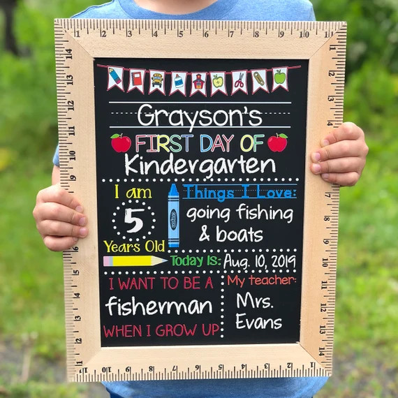 First Day of School Sign, First Day of Kindergarten Sign, 1st Day of Preschool, Back to School Ch... | Etsy (US)