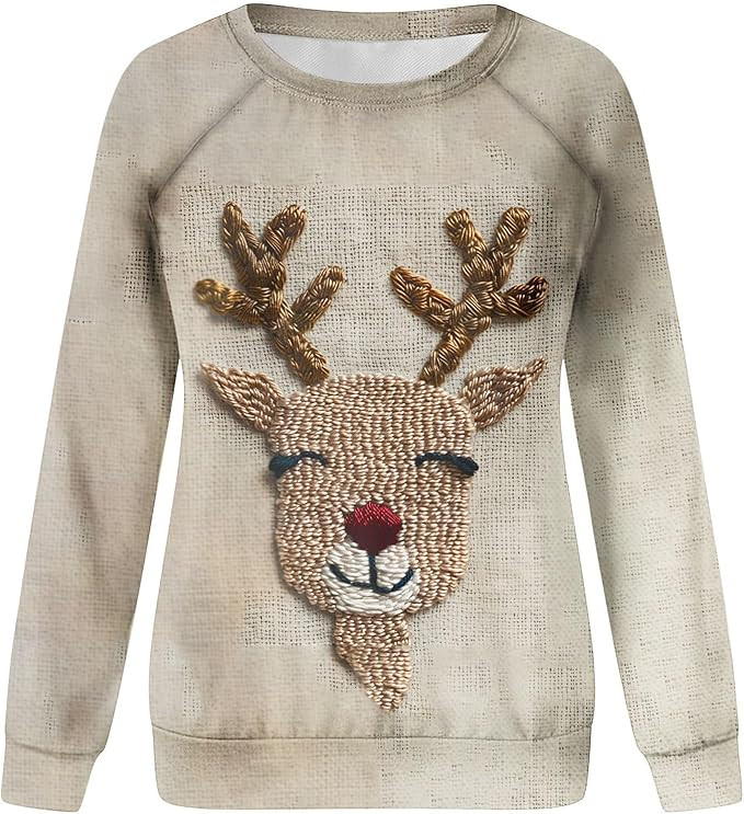 Christmas Sweatshirt for Women 2024 Trendy Christmas Printed Sweater Crewnenck Sweatshirts Funnny... | Amazon (US)